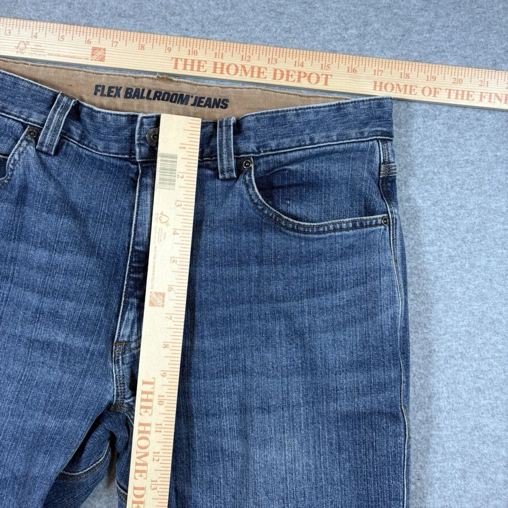 Duluth Trading Co Flex Ballroom Jeans Mens 35x32 Medium Wash Stretch Relaxed Fit